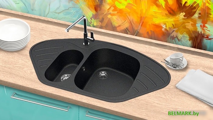 Кухонная мойка Berge BR-9550 (черный матовый) - фото2