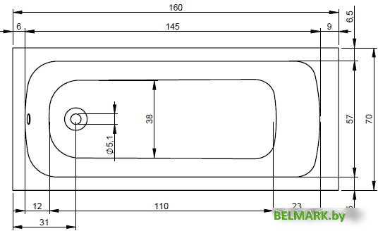 Ванна Riho Dola 160x70 (с ножками) - фото2