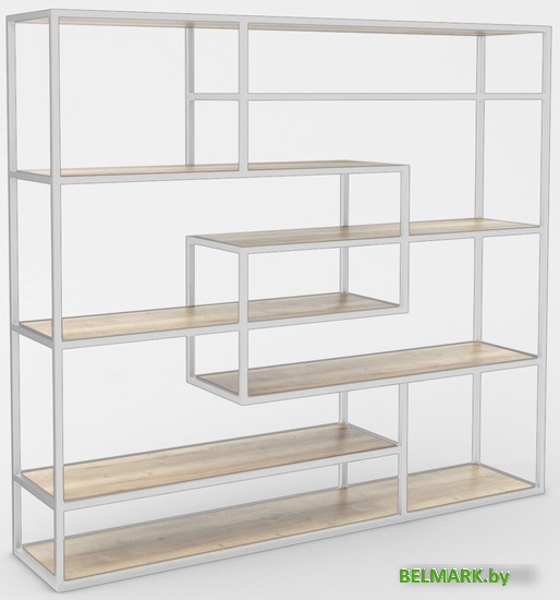 Стеллаж Hype Mebel Зиг-Заг 200x150 (белый/древесина белая) - фото