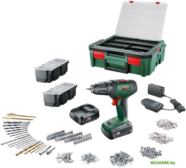 Дрель-шуруповерт Bosch UniversalDrill 18V 06039d4003 (с 2-мя АКБ 1.5 Ач, набор оснастки, кейс) - фото