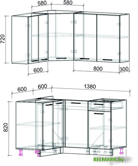 Готовая кухня Интерлиния Мила Лайт 1.2x1.4 без столешницы (вудлайн кремовый/бетон) - фото2