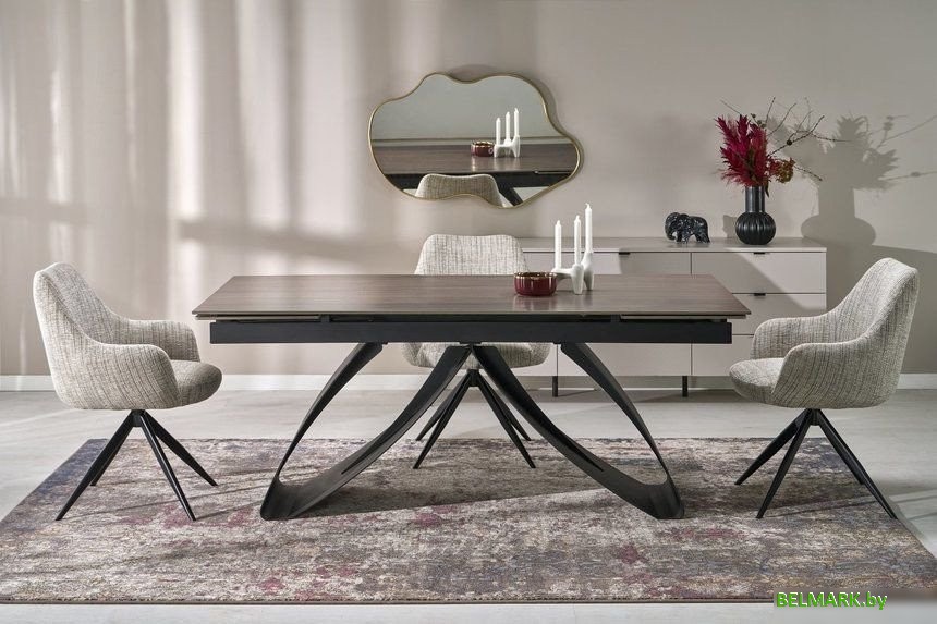 Кухонный стол Halmar Hilario 180-260/90/75 (орех/черный) - фото