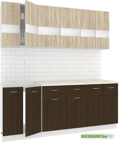 Кухня Кортекс-мебель Корнелия Экстра 2.0м (дуб сонома/венге/королевский опал) - фото