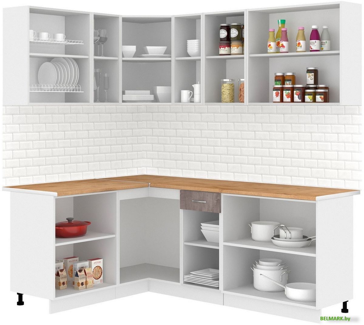 Готовая кухня Кортекс-мебель Корнелия Лира 1.5x2.1 (капучино/оникс/дуб бунратти) - фото2