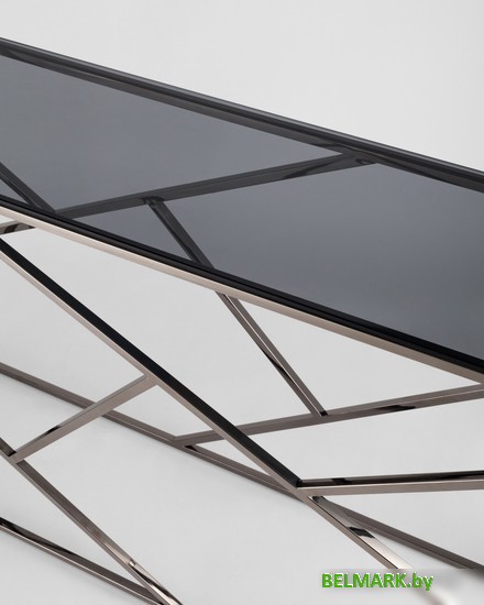 Консольный стол Stool Group Арт Деко 115x30 ECST-015-BG-SK (стекло Smoke/сталь темный хром) - фото2