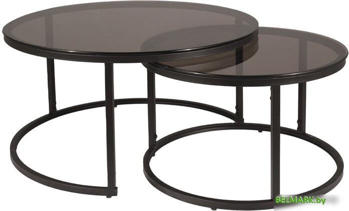 Журнальный столик Signal FERRANTE E (2 шт., дымчатый/черный мат) - фото