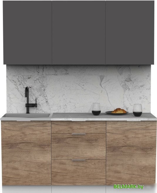 Готовая кухня Интермебель Микс Топ-3 1.7м (графит серый/дуб каньон/венато) - фото