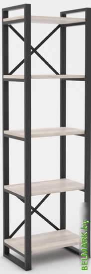 Стеллаж Hype Mebel Стандарт 50x170 (черный/древесина белая) - фото