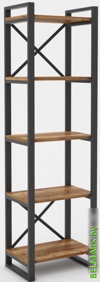 Стеллаж Hype Mebel Стандарт 80x200 (черный/дуб галифакс олово) - фото