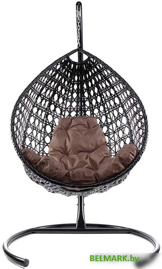 Подвесное кресло M-Group Капля Люкс 11030405 (черный ротанг/коричневая подушка) - фото
