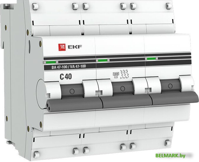 Выключатель автоматический EKF PROxima ВА 47-100 3P 40A (C) 10kA mcb47100-3-40C-pro - фото