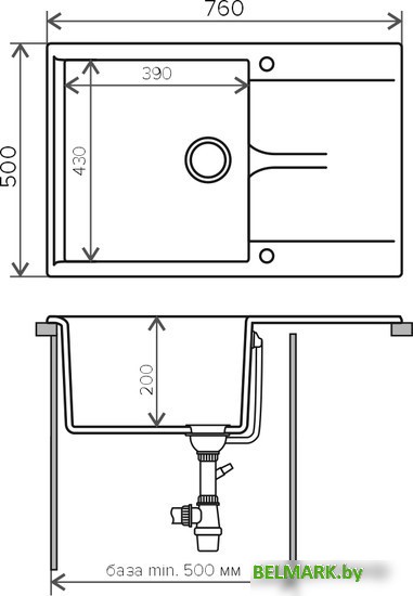 Кухонная мойка Polygran Gals-760 (белый хлопок 36) - фото2