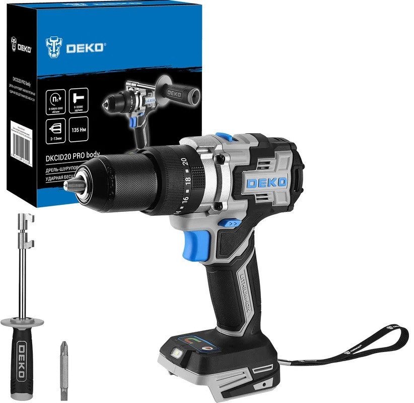 Ударная дрель-шуруповерт Deko DKCID20 PRO 063-4457 (без АКБ) - фото