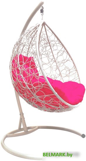 Подвесное кресло M-Group Капля 11020108 (белый ротанг/розовая подушка) - фото