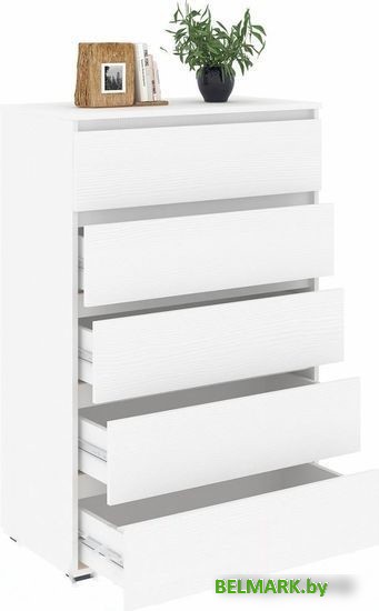 Комод Кортекс-мебель Бари 80 5ш (белый/белый/белый) - фото2