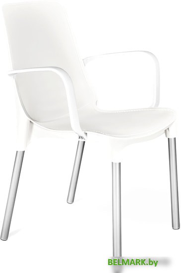 Стул с подлокотниками Sheffilton SHT-S76 (белый/хром лак) - фото