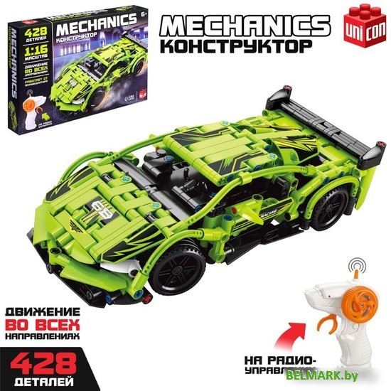 Конструктор Unicon Mechanics. Гоночная управляемая зеленая 9866853 - фото