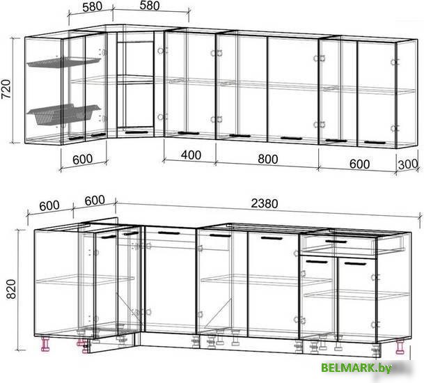 Готовая кухня Интерлиния Мила 12x24 без столешницы (вудлайн кремовый/бетон) - фото2