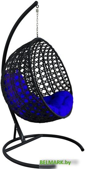 Подвесное кресло M-Group Круг Люкс 11060410 (черный ротанг/синяя подушка) - фото