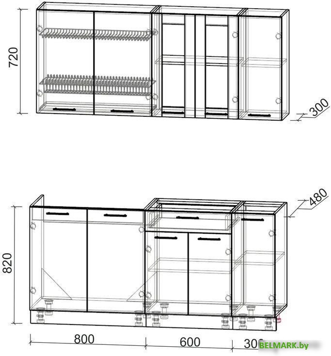 Готовая кухня Интерлиния Мила 17 без столешницы (белый платинум/дуб серый) - фото2