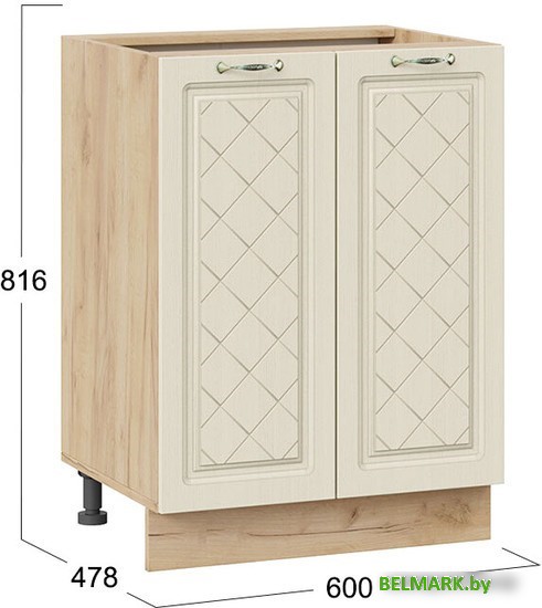 Шкаф напольный Трия Бьянка 1Н6 (дуб крафт золотой/дуб ваниль) - фото2