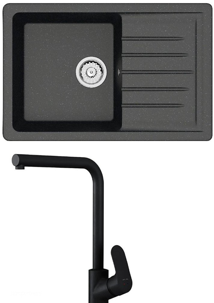 Кухонная мойка Berge BR-7602 + Like F8005022 (черный) - фото