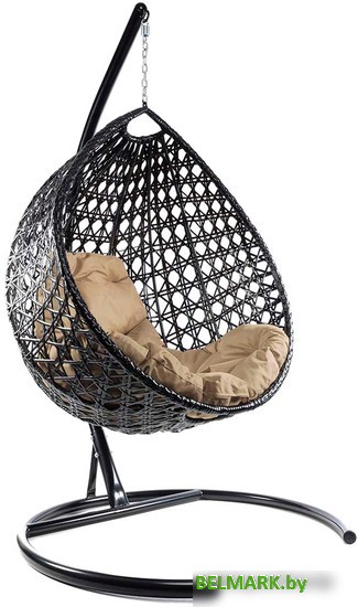 Подвесное кресло M-Group Капля Люкс 11030401 (черный ротанг/бежевая подушка) - фото2