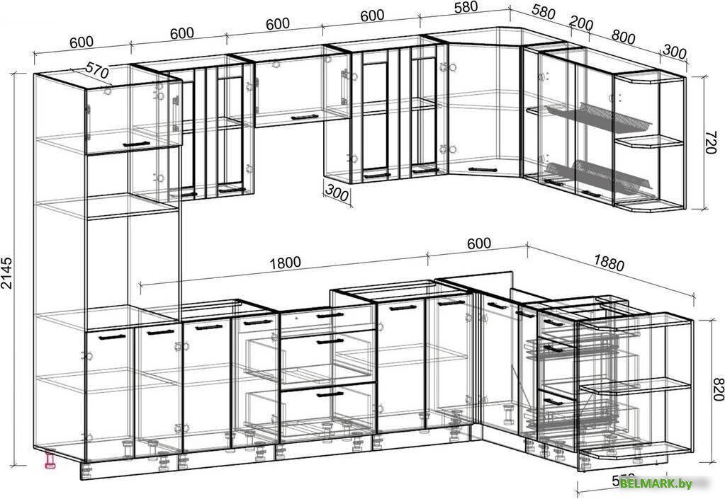 Готовая кухня Интерлиния Мила 1.88x3.0 правая без столешницы (бетон/бетон) - фото2