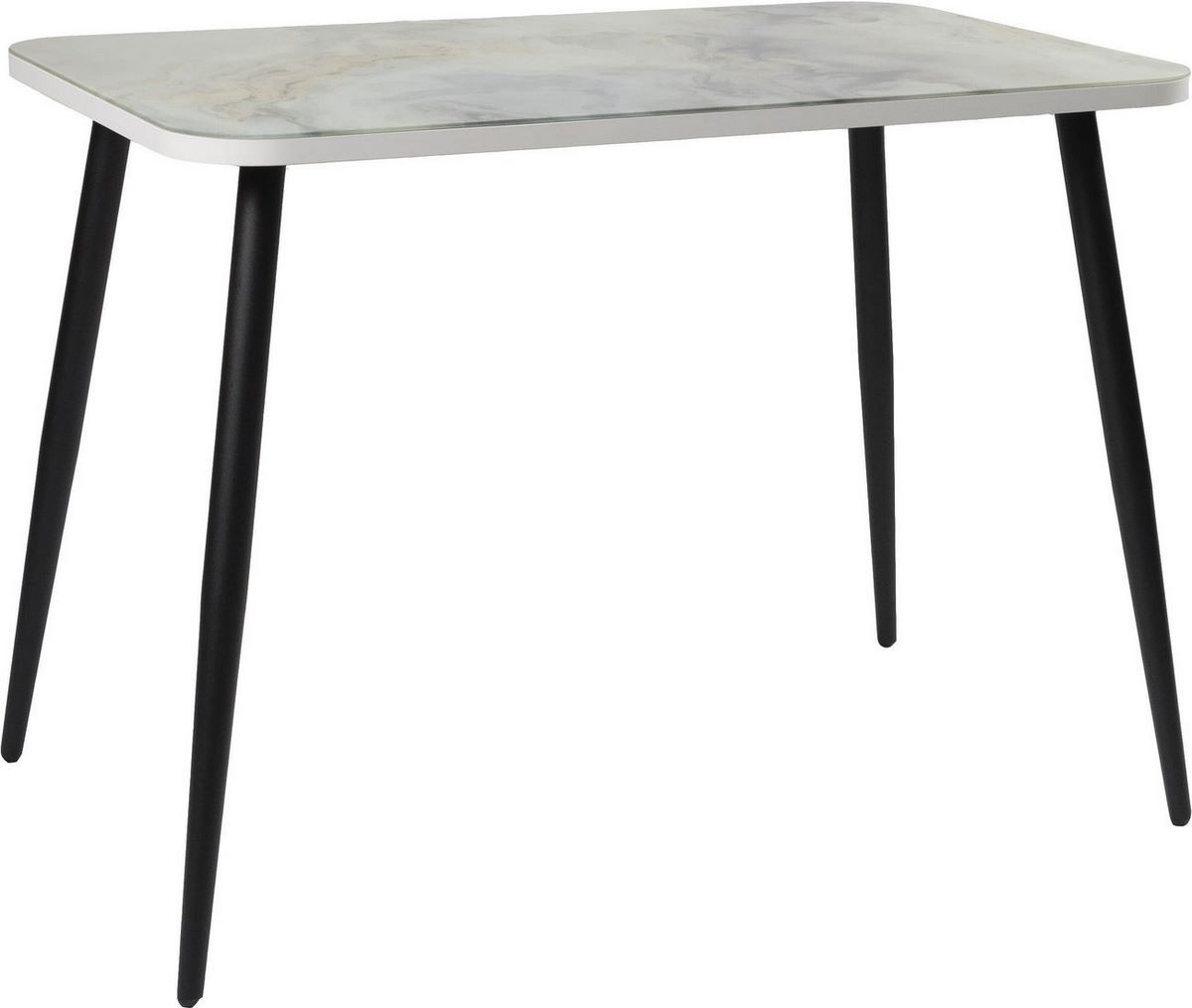 Кухонный стол ВВР Прямоугольный (стекло с ф/п мрамор 2/черный конус) - фото