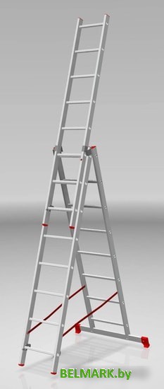 Лестница-стремянка Новая высота NV 223 алюминиевая трёхсекционная 3x8 ступеней - фото2