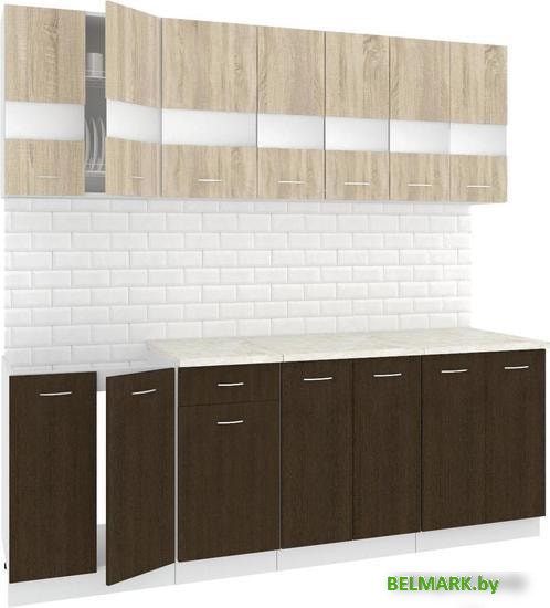 Кухня Кортекс-мебель Корнелия Экстра 2.2м (дуб сонома/венге/королевский опал) - фото