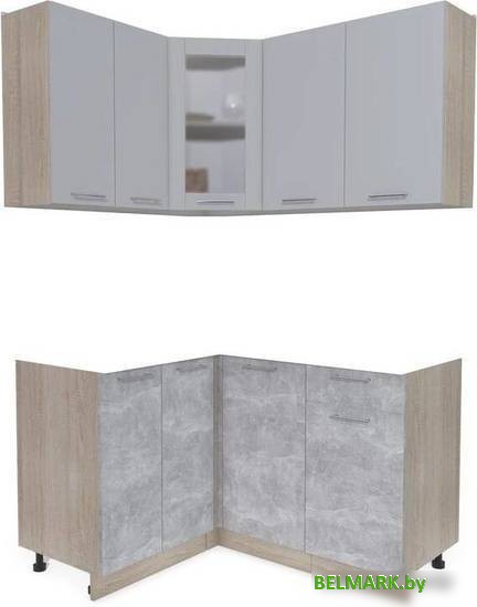Готовая кухня Интерлиния Мила 12x14 без столешницы (серебристый/бетон) - фото