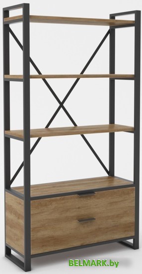 Стеллаж Hype Mebel Стандарт Люкс 50x200 (черный/дуб галифакс олово) - фото