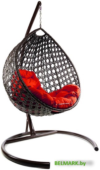 Подвесное кресло M-Group Капля Люкс 11030206 (коричневый ротанг/красная подушка) - фото2