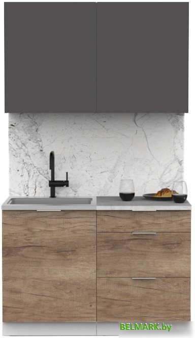 Готовая кухня Интермебель Микс Топ-1 1.2м (графит серый/дуб каньон/венато) - фото