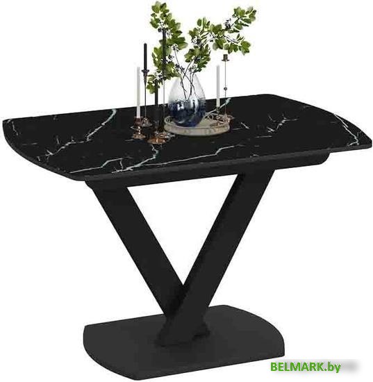Кухонный стол Трия Салерно Тип 1 (черный муар/стекло черный мрамор) - фото