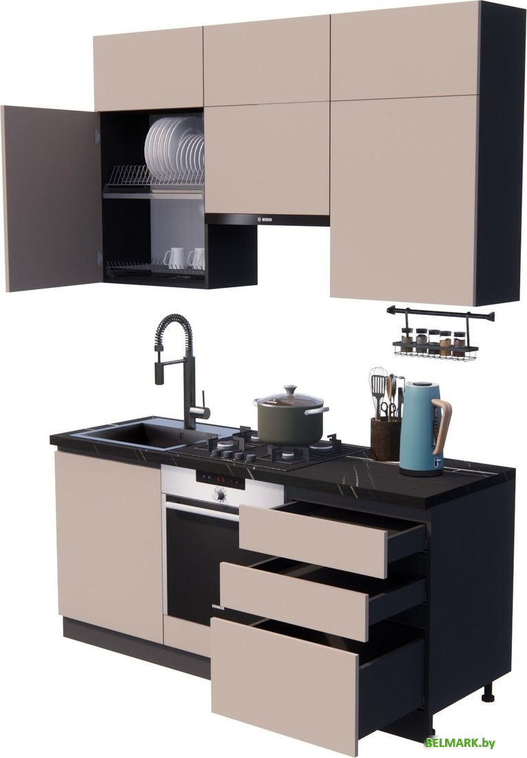 Готовая кухня ВерсоМебель Эко Премиум 1.8 (глиняный серый/ст. тунис) - фото2