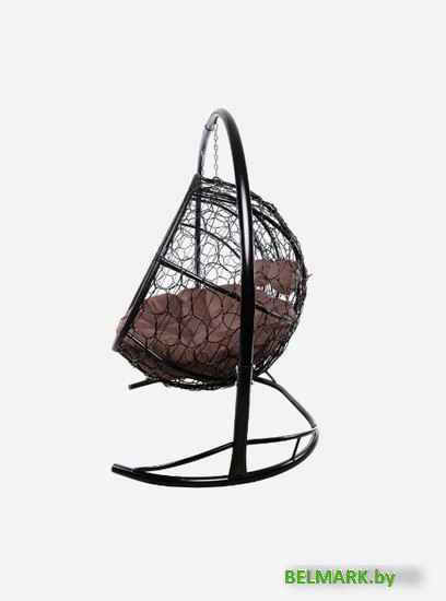 Подвесной диван M-Group Лежебока 11180405 (с черным ротангом/коричневая подушка) - фото2
