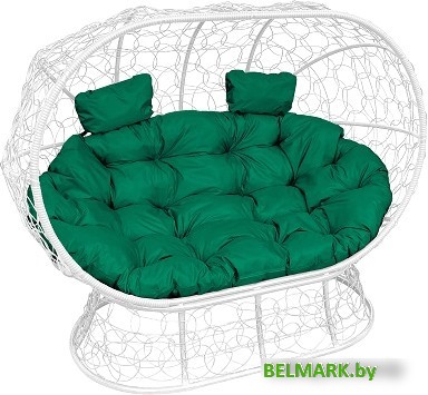 Садовый диван M-Group Лежебока 11190104 (на подставке с белым ротангом/зеленая подушка) - фото