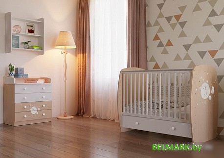 Детский комод Polini Kids French 1580 Teddy (белый/дуб пастельный) - фото2