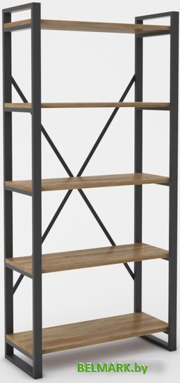 Стеллаж Hype Mebel Стандарт-2 50x170 (черный/дуб галифакс олово) - фото