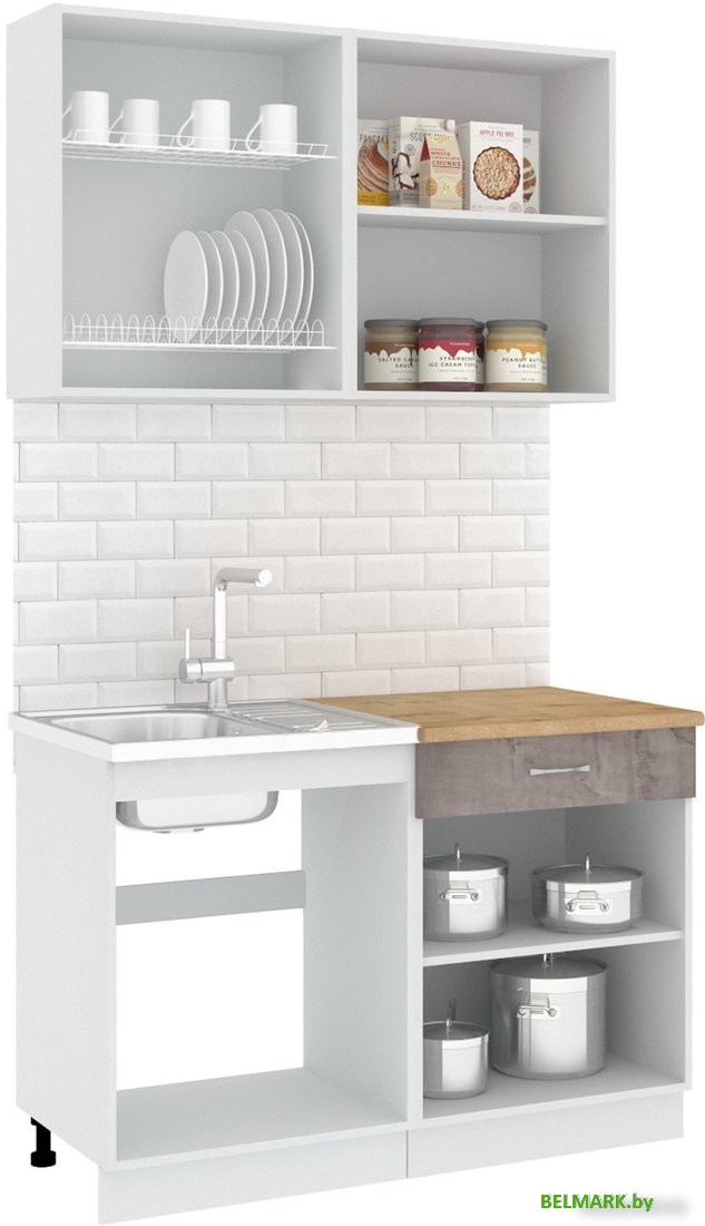 Готовая кухня Кортекс-мебель Корнелия Лира-лайт 1.2м (капучино/оникс/дуб бунратти) - фото2