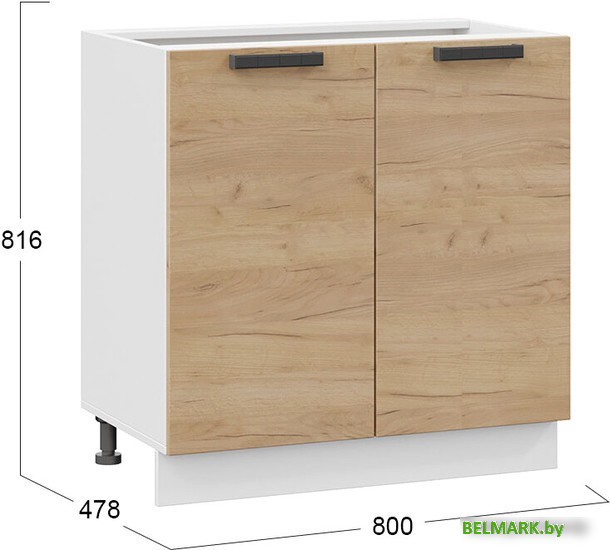 Шкаф напольный Трия Детройт 1Н8 (белый/дуб крафт золотой) - фото2