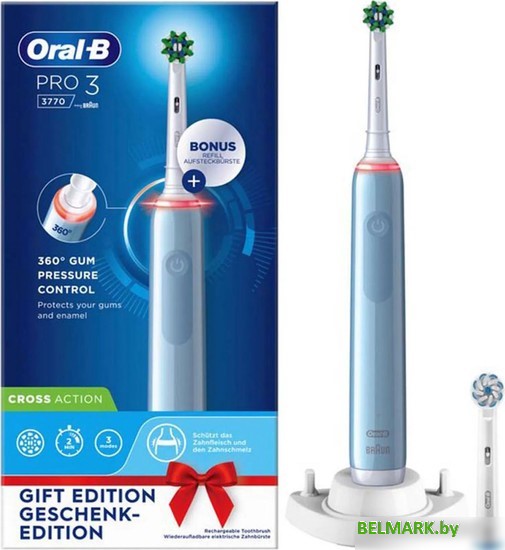 Электрическая зубная щетка Oral-B Pro 3 3770 D505.524.3 (голубой) 4210201290971 - фото