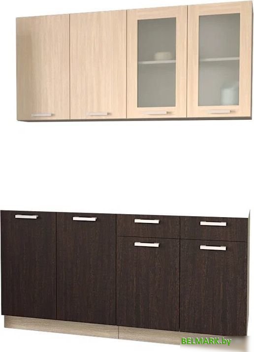 Готовая кухня Интерлиния Мила 16 без столешницы (дуб молочный/дуб венге) - фото