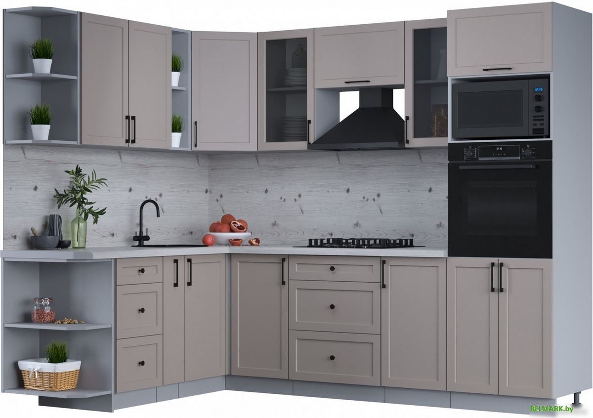 Готовая кухня Интерлиния Тренд 1.88x2.6 ВТ левая (луна/луна/бискайская сосна) - фото