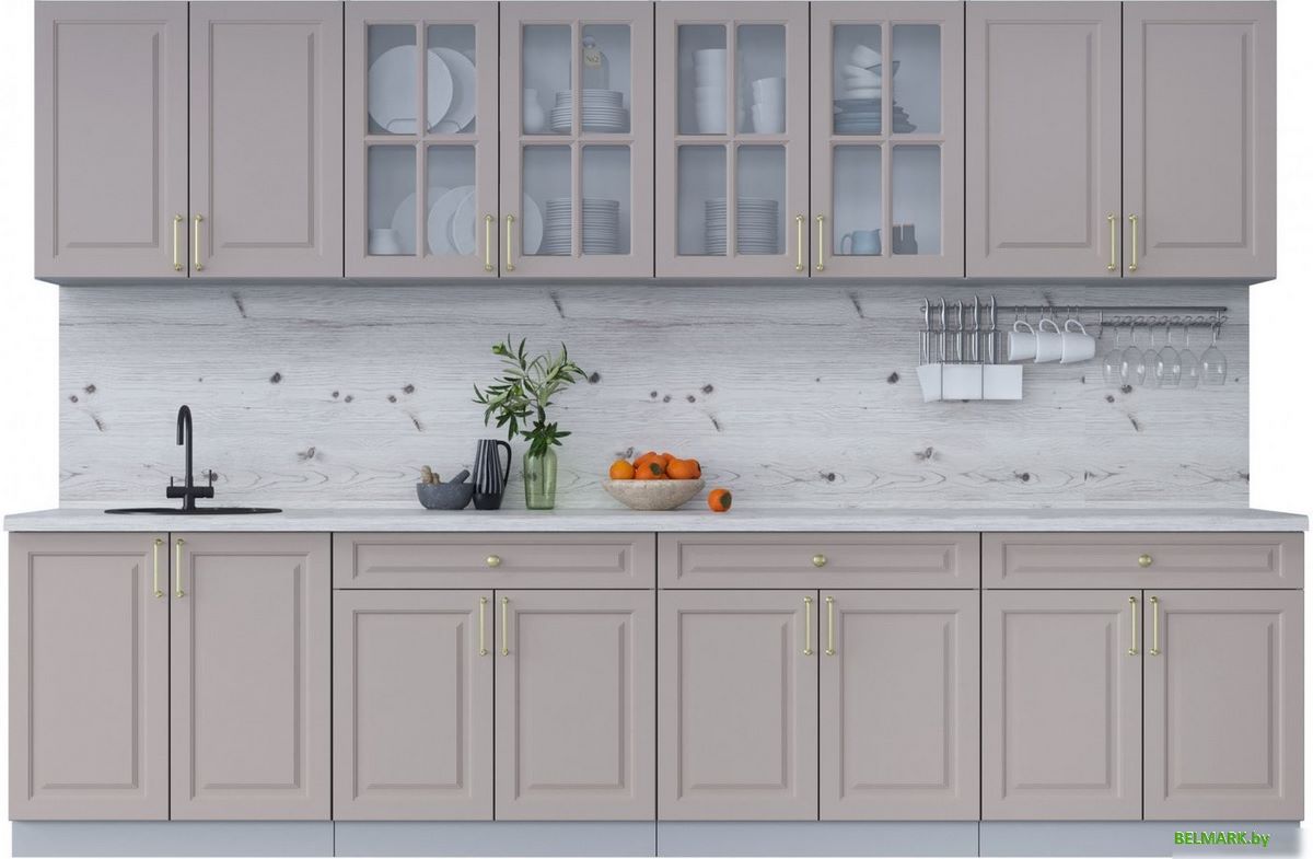 Готовая кухня Интерлиния Мила Шато 3.2А (луна/луна/бискайская сосна) - фото