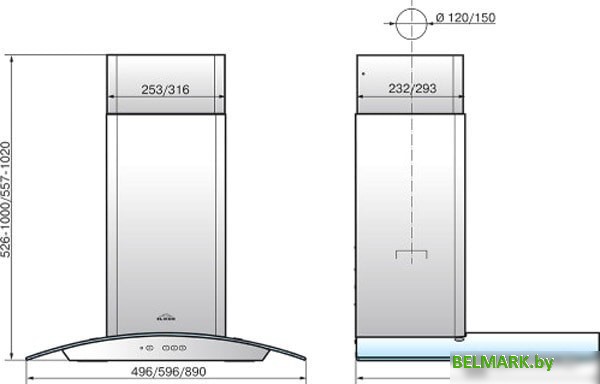 Кухонная вытяжка Elikor Аметист 60П-430-К3Д (черный/тонированное стекло) (940694) - фото2