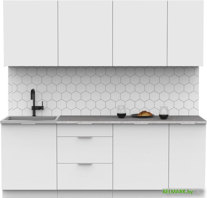 Готовая кухня Интермебель Микс Топ-7 2.2м (белый премиум/венато) - фото