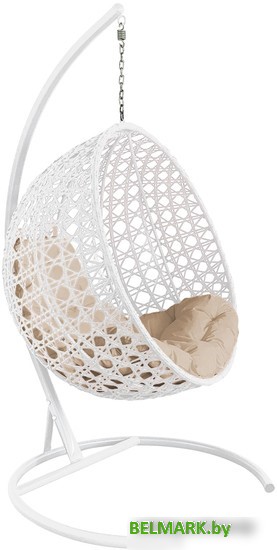Подвесное кресло M-Group Круг Люкс 11060101 (белый ротанг/бежевая подушка) - фото
